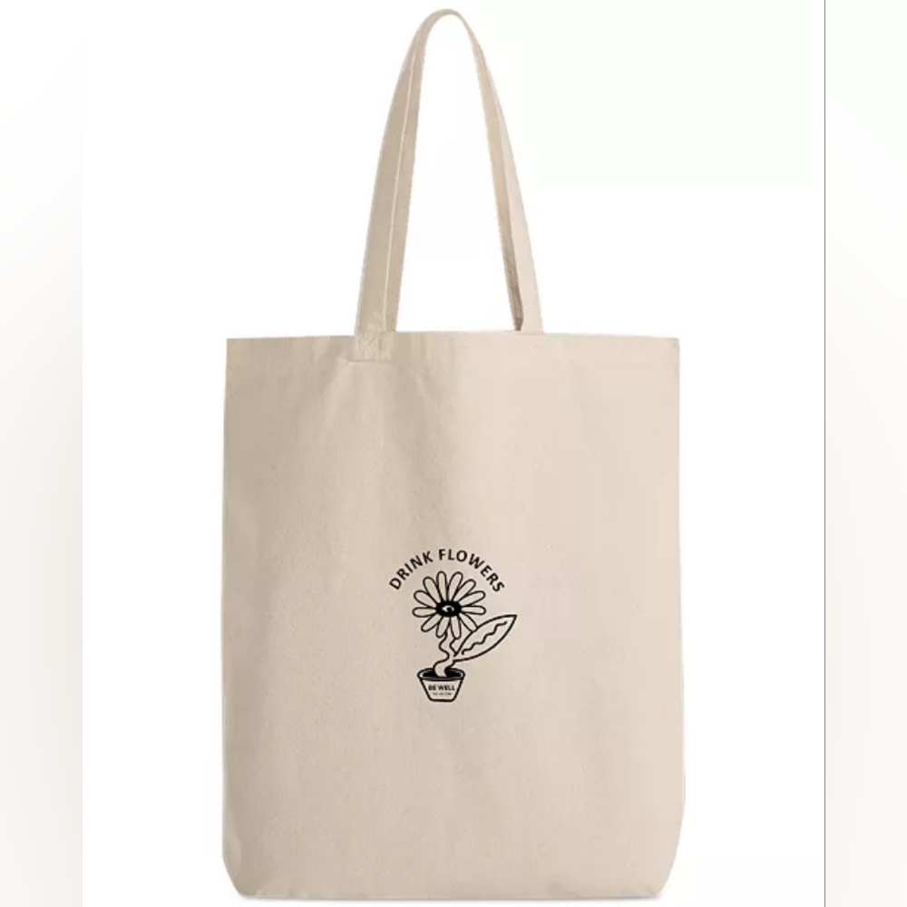 The Qi Cotton Canvas Joyful Life Graphic Tote Bag